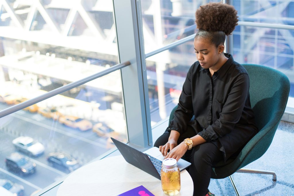 Lady working on her laptop